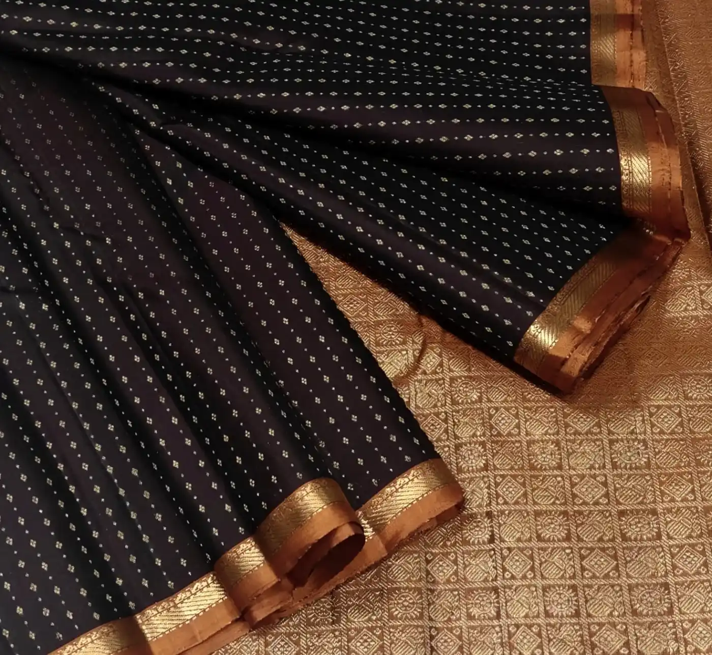 Dark Brown Kanchipuram Silk Saree